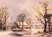 George Henry Durrie Winter in the Country, The Old Grist Mill oil painting